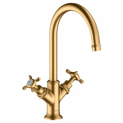 Montreux 2-Handle Basin Mixer 210 with Cross Handles without Waste - Brushed Brass