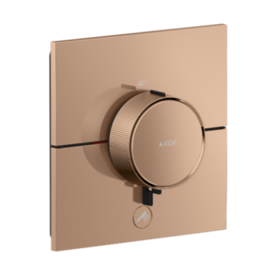 Thermostat HighFlow for Concealed Installation Square for 1 Function & Additional Outlet