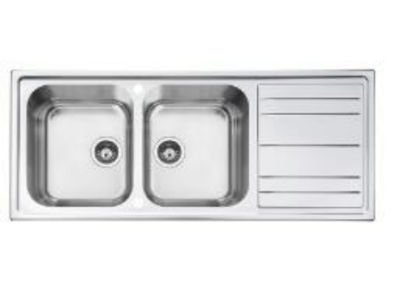 Aurora, 116cm 2 bowls H18 Sink with Cap, Ultra-low Profile Built-in, st/steel 1160x500mm