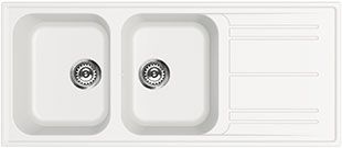 Smeg Composite Granite - White Double Bowl Reversible 210x1160x500mm (Special Order Item)