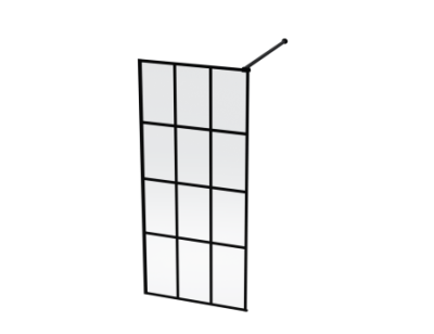 Finestra Optic Décor Shower Screen Black/Clear 900x2000x6mm