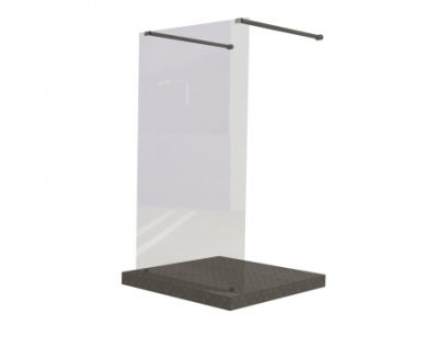 Prism Shower Door Screen With 2 Stabilizers And Foot Blocks 1200x2000x8mm Black