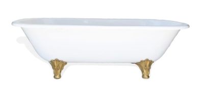 Nungari Freestanding Bath With Gold Legs 1800x720x530mm Composite Polished White