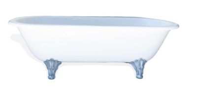Nungari Freestanding Bath With Silver Legs 1800x720x530mm Composite Polished White