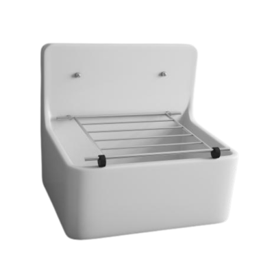 Cleaner Sink Wall Mounted Fire Clay Polished White (Excl Grill) 520x390x490mm