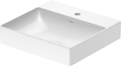 DuraSquare Washbasin Ground W/O Overglow And One Tap Hole Polished White  500x470mm