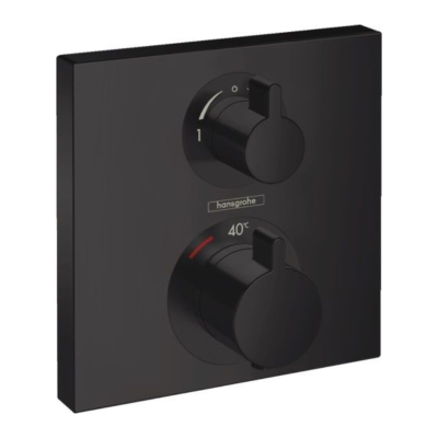 Ecostat Square Thermostat for concealed installation for 2 functions Matt Black