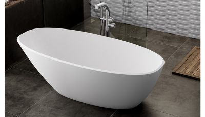 Mozzano Freestanding Bath Polished White 1644x743x495mm