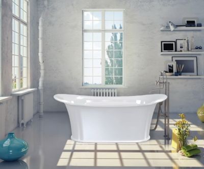 Vinciamo Freestanding Bath Polished White 1800x820x700mm