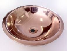 Copper Countertop Basin Large White Gloss Interior 450x450x170mm