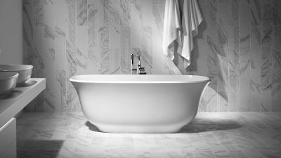 Amiata Freestanding Bath Polished White  1645x800x610mm