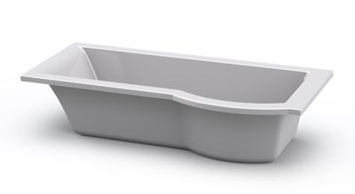 Tokyo Left Hand  Shower Bath Polished White  1700x750x400mm
