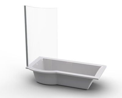 Tokyo Right Hand  Shower Bath Polished White Incl. Curved Screen  1700x750x400mm 
