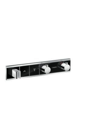 RainSelect Thermostat, Concealed Installation for 2 Functions- Integrated Shower Holder Black Chrome