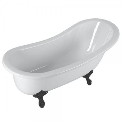 Devon Slipper Freestanding Bath Polished Black Feet 1680x700x540mm