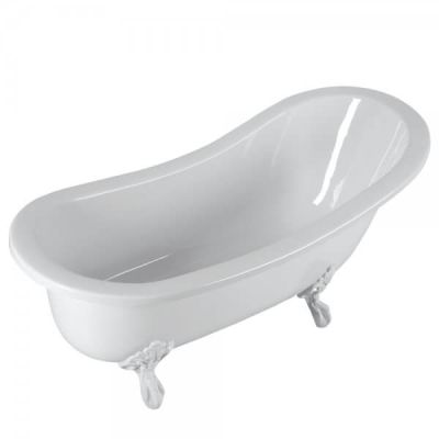 Devon Slipper Freestanding Bath Polished White Feet 1680x700x540mm