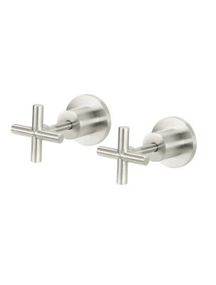 Wall Tap Set Coss Handle Basin Hot & Cold Tap Brushed Nickel Excluding Concealed Part