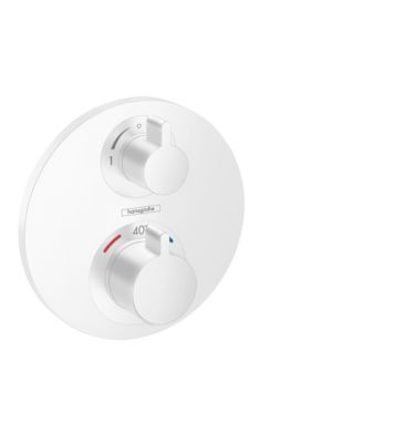 Ecostat S Thermostat for concealed installation for 2 functions Matt White