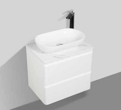 Santorini 600 White Single Drawer Vanity Set