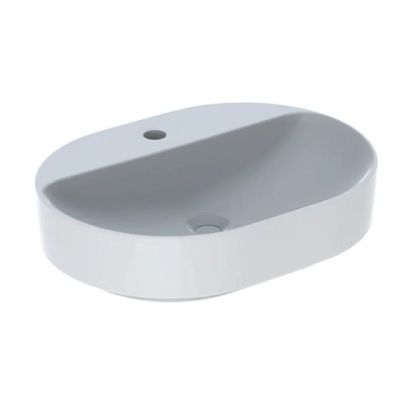Variform Elliptic Lay-On Basin 1 Taphole Without Overflow 600x450mm Polsihed White