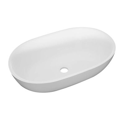 Amy Countertop Basin Polished Light Grey Exterior & Interior White 550x355x145mm