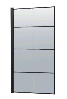 Blanca Shower Bath Screen 8 Panel Black Frame 800x1400mm