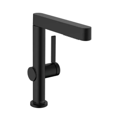 Finoris Single lever basin mixer 230 with pull-out spray, 2jet without waste set Matt Black 