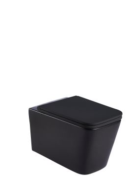 Sintra Black Wall Hung Pan With Soft Close Seat