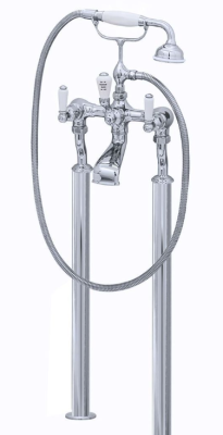 Perrin & Rowe Floor Mounted Bath/Shower Mixer with Levers, Chrome 