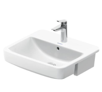 Semi recessed 55cm Duravit No.1, white, with OF and TP, 1TH, fixings included