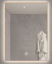 Led Sophia Gold Framed Square Mirror 600x900 Vertical