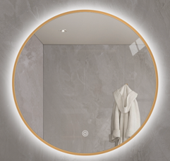 Led Amalia Gold Framed Round Mirror 900-5mm IP44