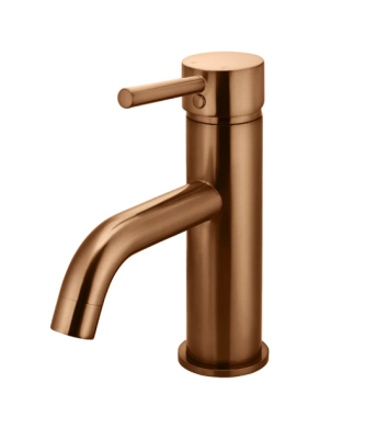 Meir Round Curved Basin Mixer - Lustre Bronze