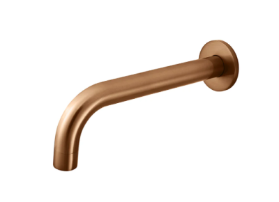 Meir Round Curved Bath Spout 200mm - Lustre Bronze