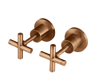 Meir Cross Handle Jumper Wall Tap Set - Lustre Bronze