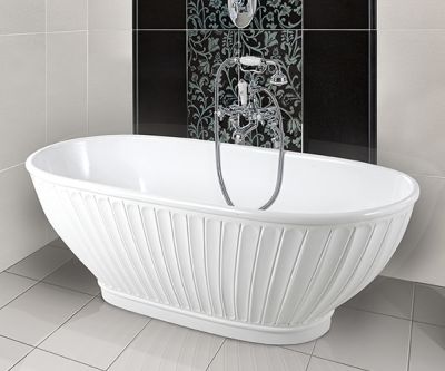 Faience Freestanding Bath Polished White Interior 1690x735x570mm