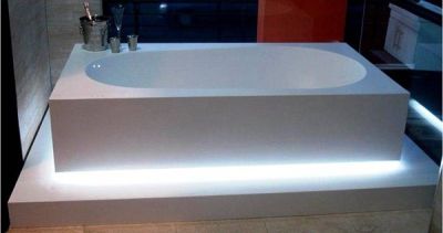 Contessa LED Freestanding Bath Polished White 1950x1060x460mm