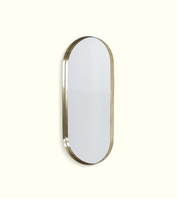 Deep Frame Pill Mirror Matt Brass LED Backlit 550x1000x30mm