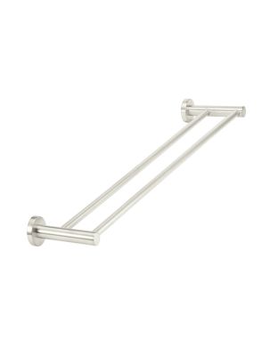 Round Double Towel Rail 600mm - Brushed Nickel