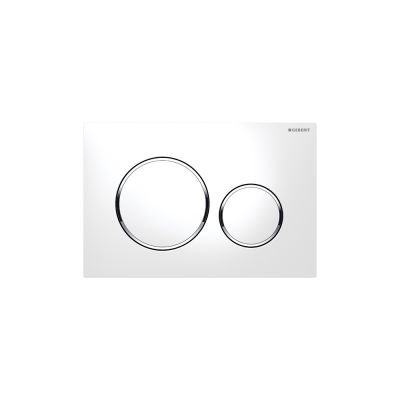 Sigma20 Flush Plate Matt White With Polished Chrome Accent