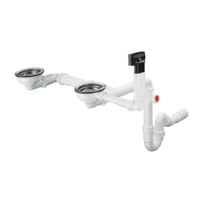 Hansgrohe D17-10 Manual Waste And Overflow Set For Double Bowl Granite Chrome