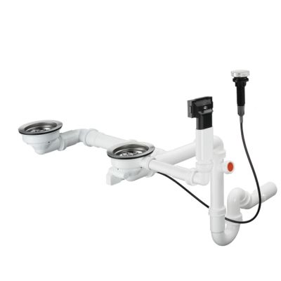 Hansgrohe D17-11 Automatic Waste And Overflow Set For Double Bowl Granite Chrome