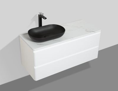 Santorini 1200 Black Basin Double Draw Vanity Set